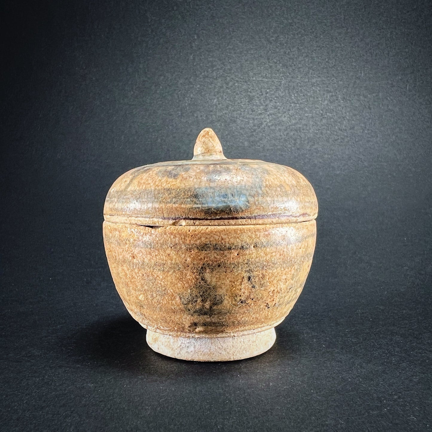 Thai Sawankhalok Brown Glaze Lidded Stoneware Box