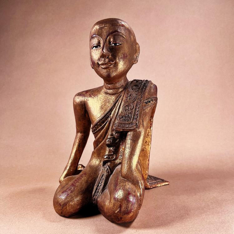 Burmese Mandalay Seated Figure of a Chief Disciple (Śariputra)