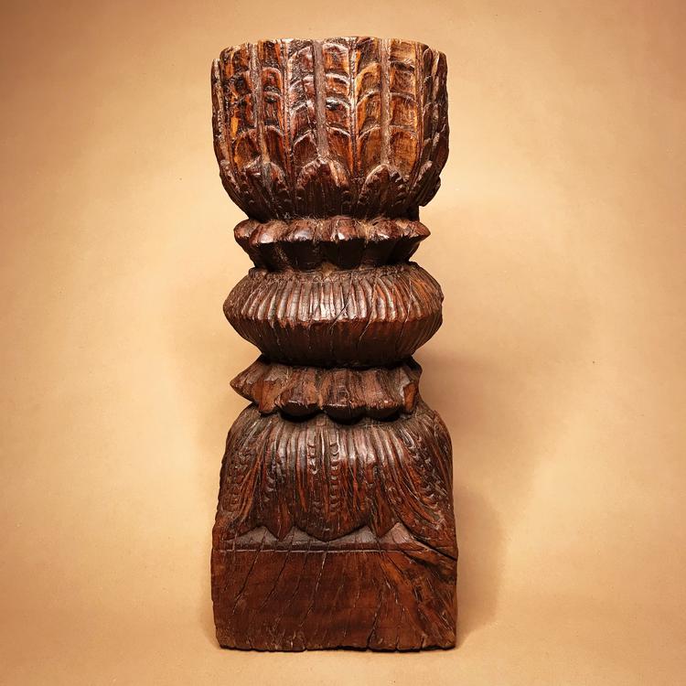 Indian Architectural Wooden Hindu Temple Fragment