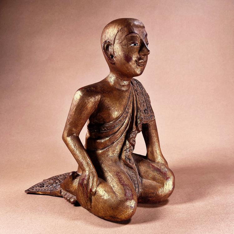 Burmese Mandalay Seated Figure of a Chief Disciple (Śariputra)