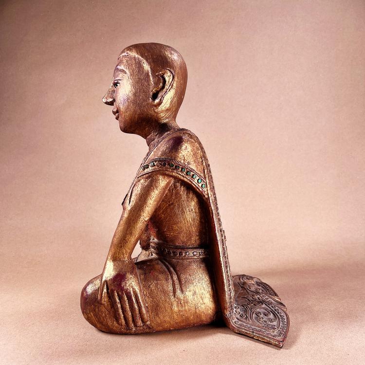 Burmese Mandalay Seated Figure of a Chief Disciple (Śariputra)