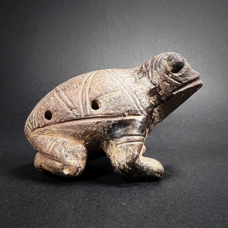 Tairona Figural Pottery Frog Ocarina