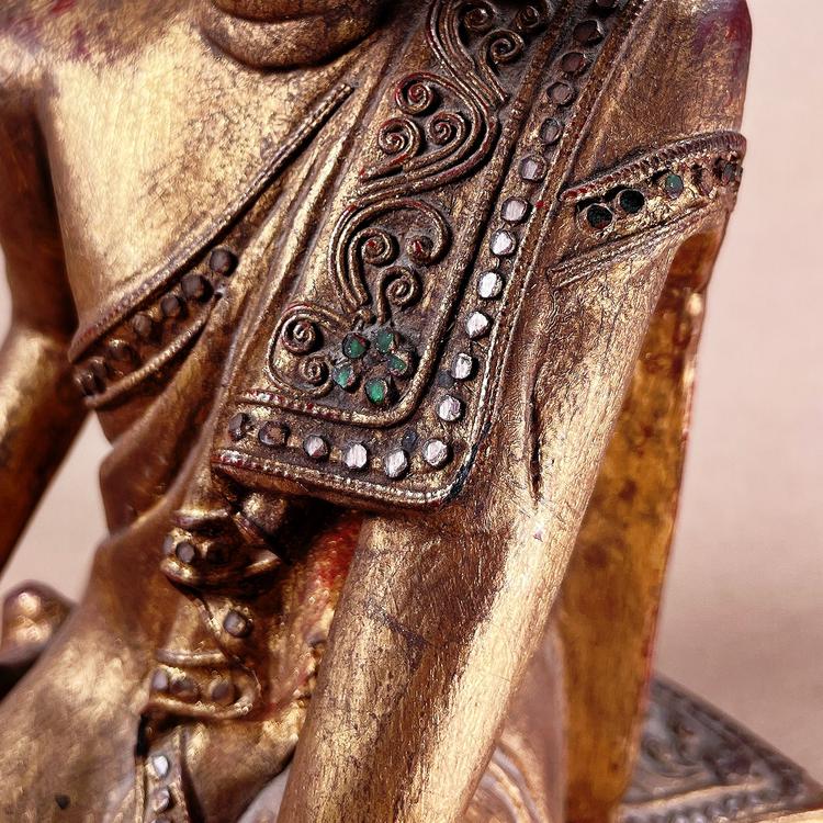 Burmese Mandalay Seated Figure of a Chief Disciple (Śariputra)