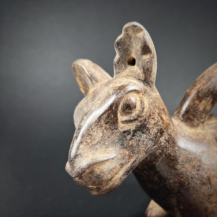 Moche Pottery Figural Llama Stirrup Spout Bottle