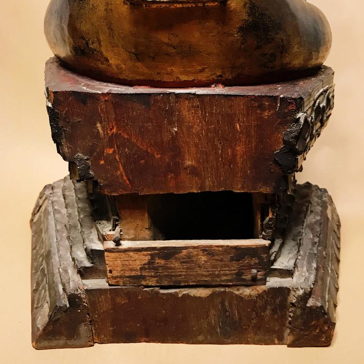 Burmese Mandalay Period Wooden and Gilt Seated Figure of a Buddha
