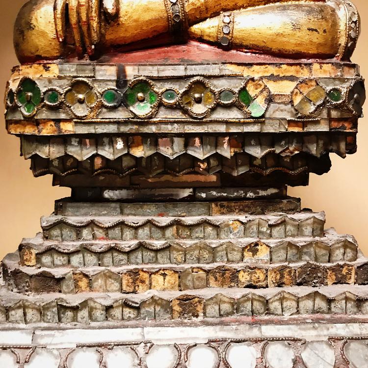 Burmese Mandalay Period Wooden and Gilt Seated Figure of a Buddha
