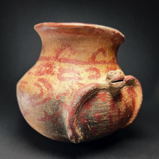 Mayan Globular Terracotta Olla with Turtle Depiction