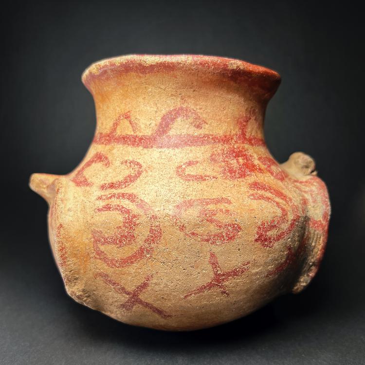 Mayan Globular Terracotta Olla with Turtle Depiction