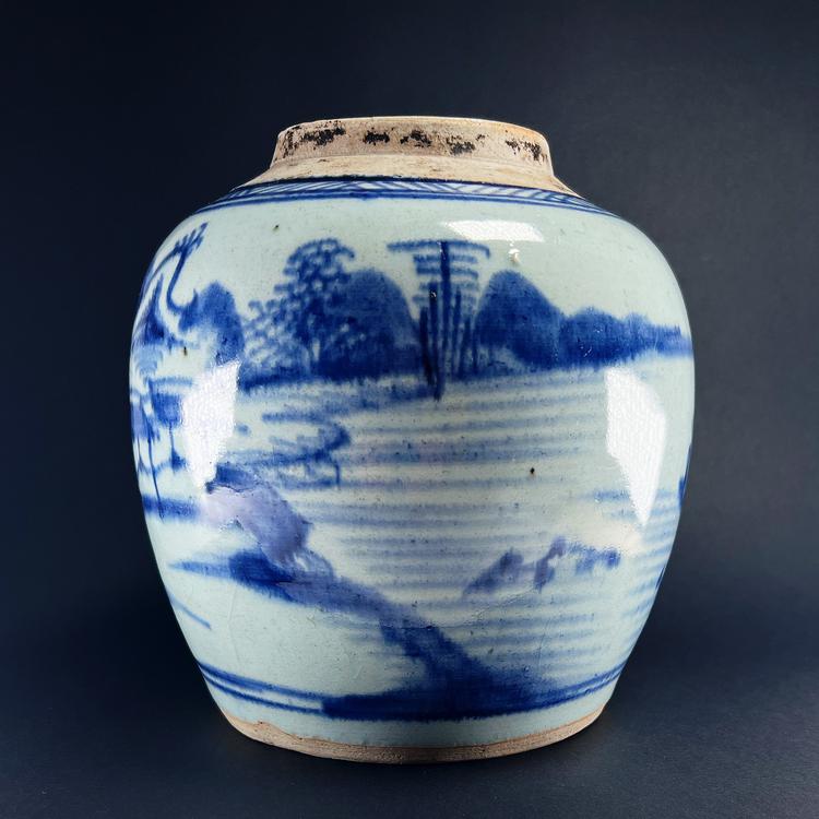 Qing Dynasty Daoguang Blue White Porcelain Ginger Jar