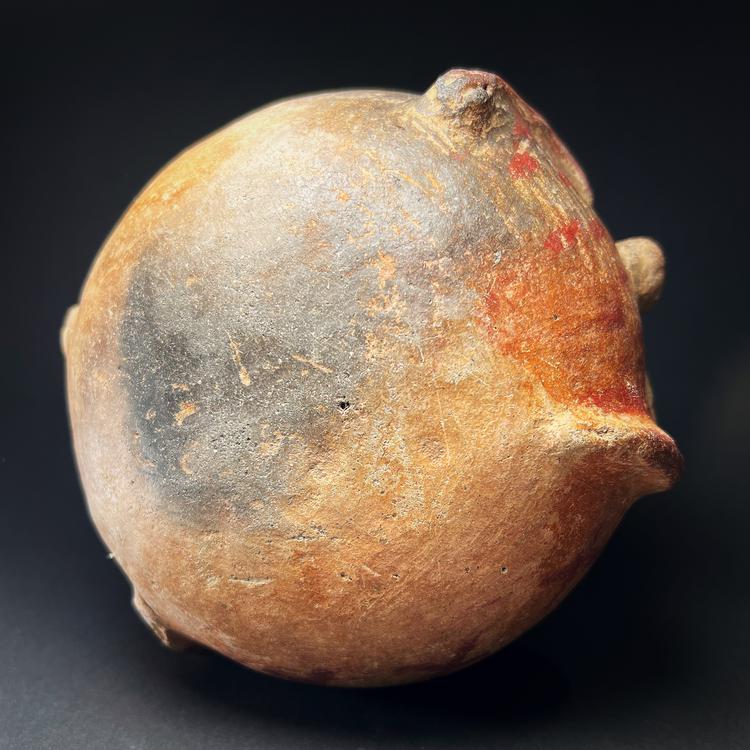 Mayan Globular Terracotta Olla with Turtle Depiction