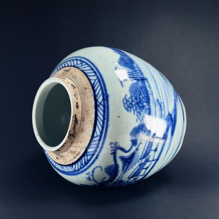 Qing Dynasty Daoguang Blue White Porcelain Ginger Jar