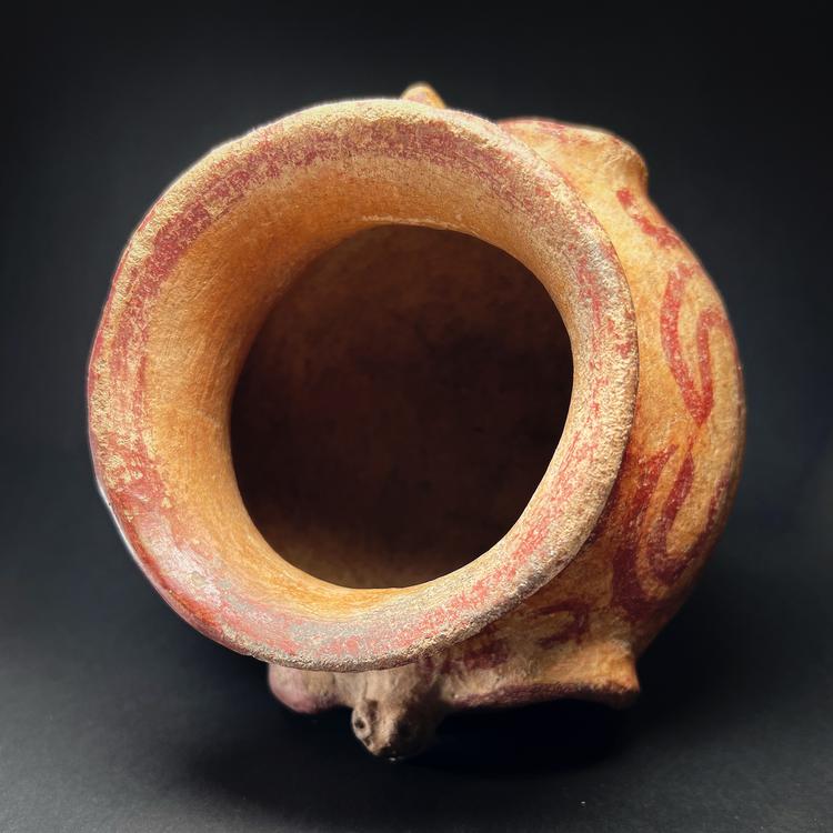 Mayan Globular Terracotta Olla with Turtle Depiction