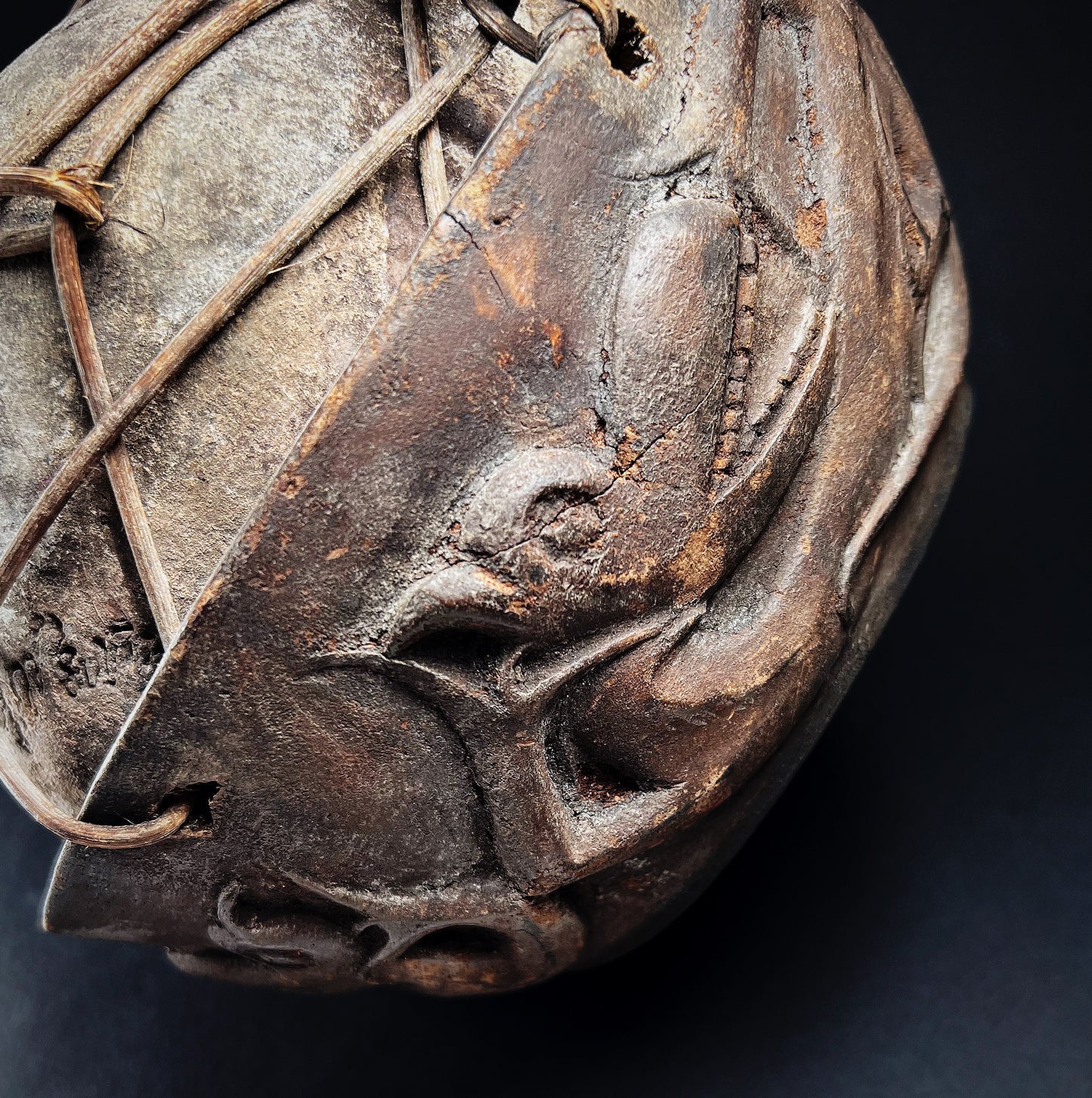 Iban Dayak Bamboo-Bound Trophy Human Skull Bowl