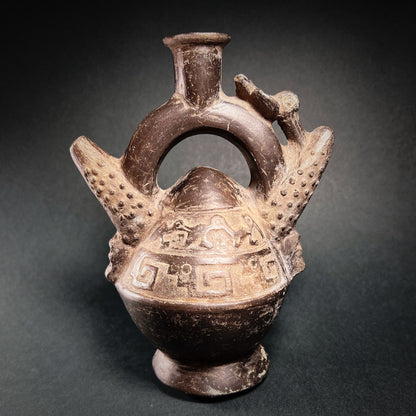 Chimú Blackware Stirrup Spout Bottle