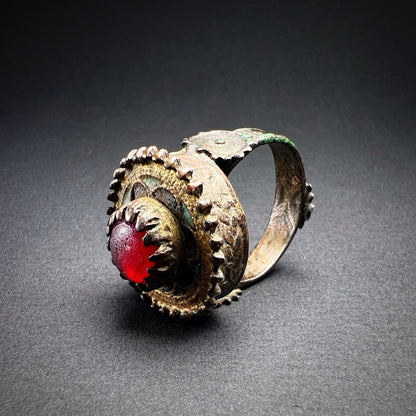 Byzantine Greek Gilded Shield Crown Ring