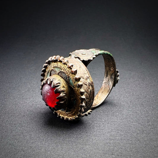 Byzantine Greek Gilded Shield Crown Ring