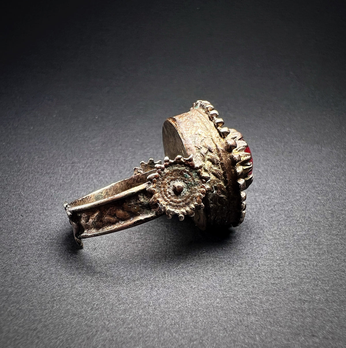 Byzantine Greek Gilded Shield Crown Ring