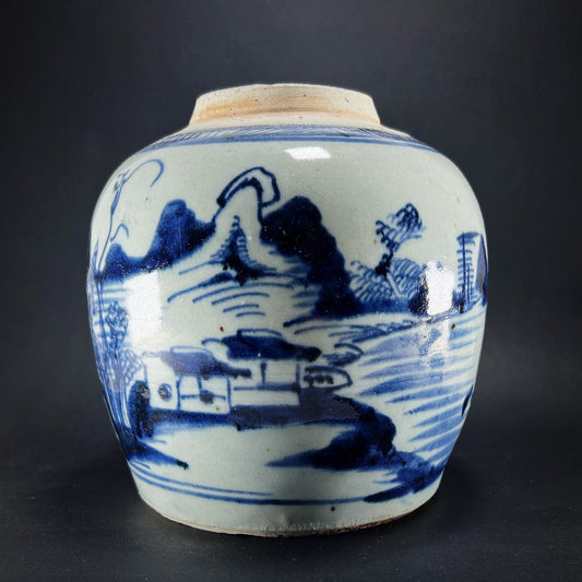 Qing Dynasty Daoguang Blue White Porcelain Ginger Jar