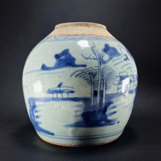 Qing Dynasty Daoguang Blue White Porcelain Ginger Jar