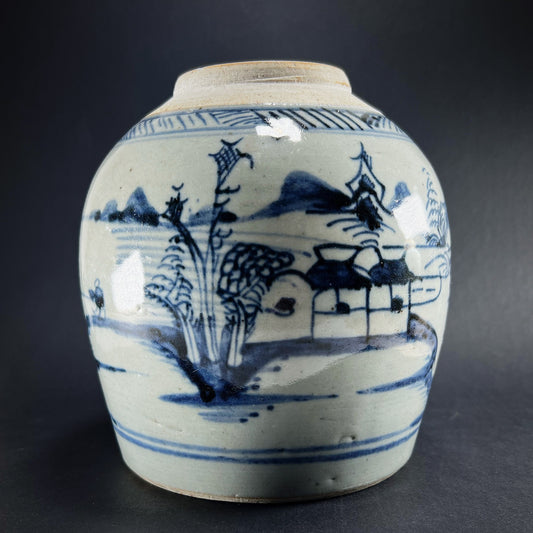 Qing Dynasty Daoguang Blue White Porcelain Ginger Jar