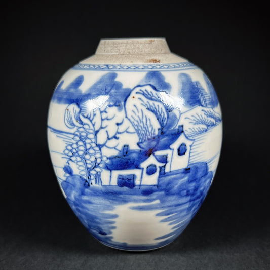 Qing Dynasty Daoguang Blue White Porcelain Ginger Jar