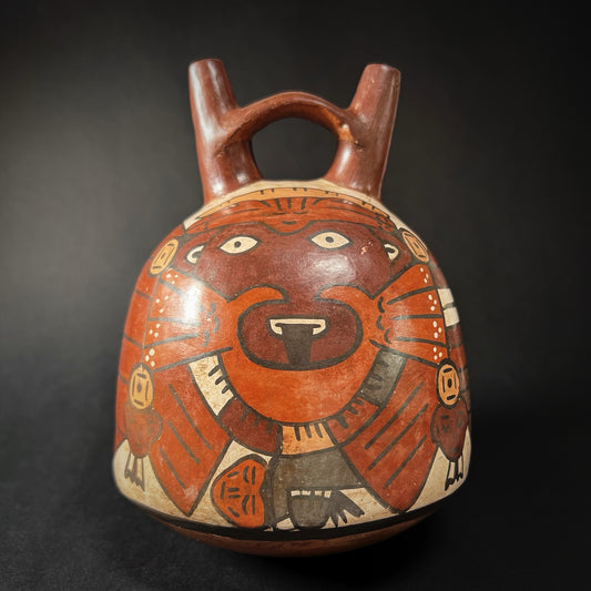 Nazca Stirrup-Spout Bottle with Costumed Ritual Performer