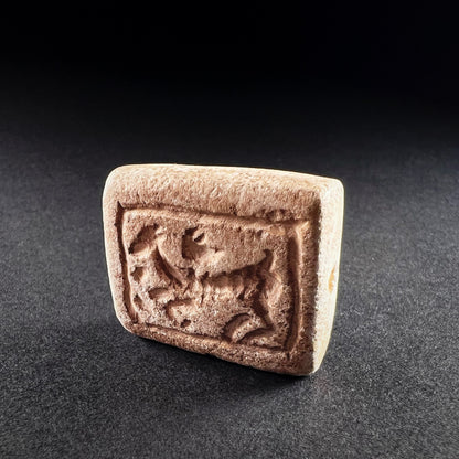 Mesopotamian Rectangular White Hard Stone Stamp Seal