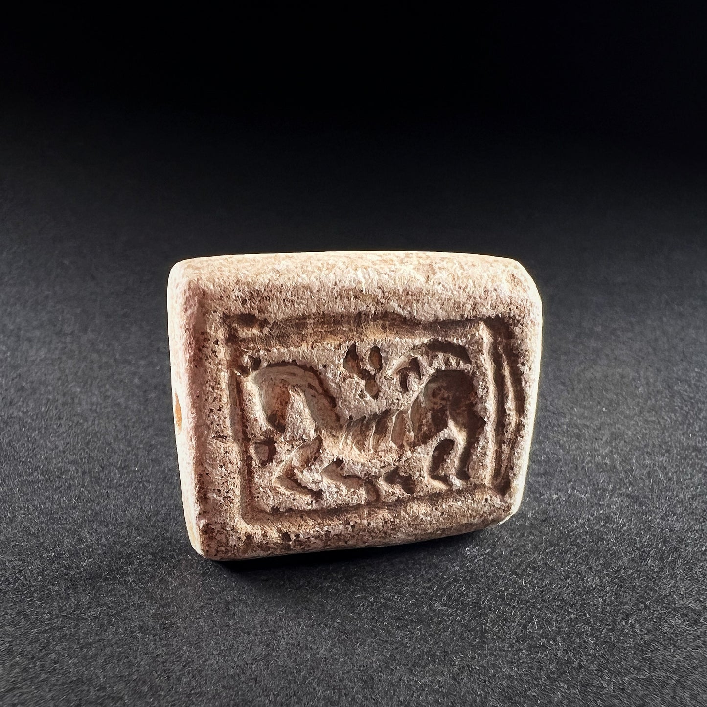 Mesopotamian Rectangular White Hard Stone Stamp Seal