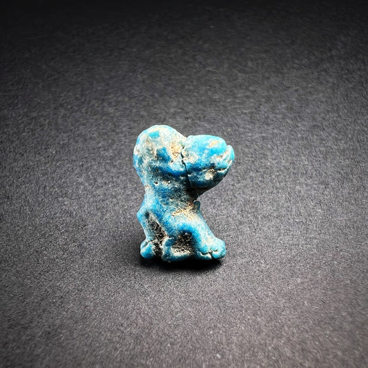 Egyptian Faience Amulet of Bes with a Tambourine