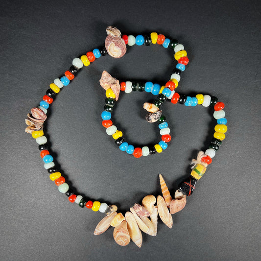 Konyak Naga Shell and Glass Bead Necklace