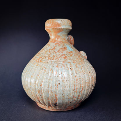 Thai Sawankhalok Celadon Glazed Ritual Ewer with Human Figure (Kendi)