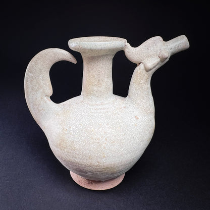 Thai Sawankhalok Celadon Glazed Miniature Hamsa Ritual Ewer (Kendi)