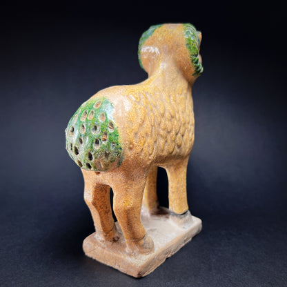 Ming Dynasty Sancai Glazed Pottery Tomb Figure of a Ram