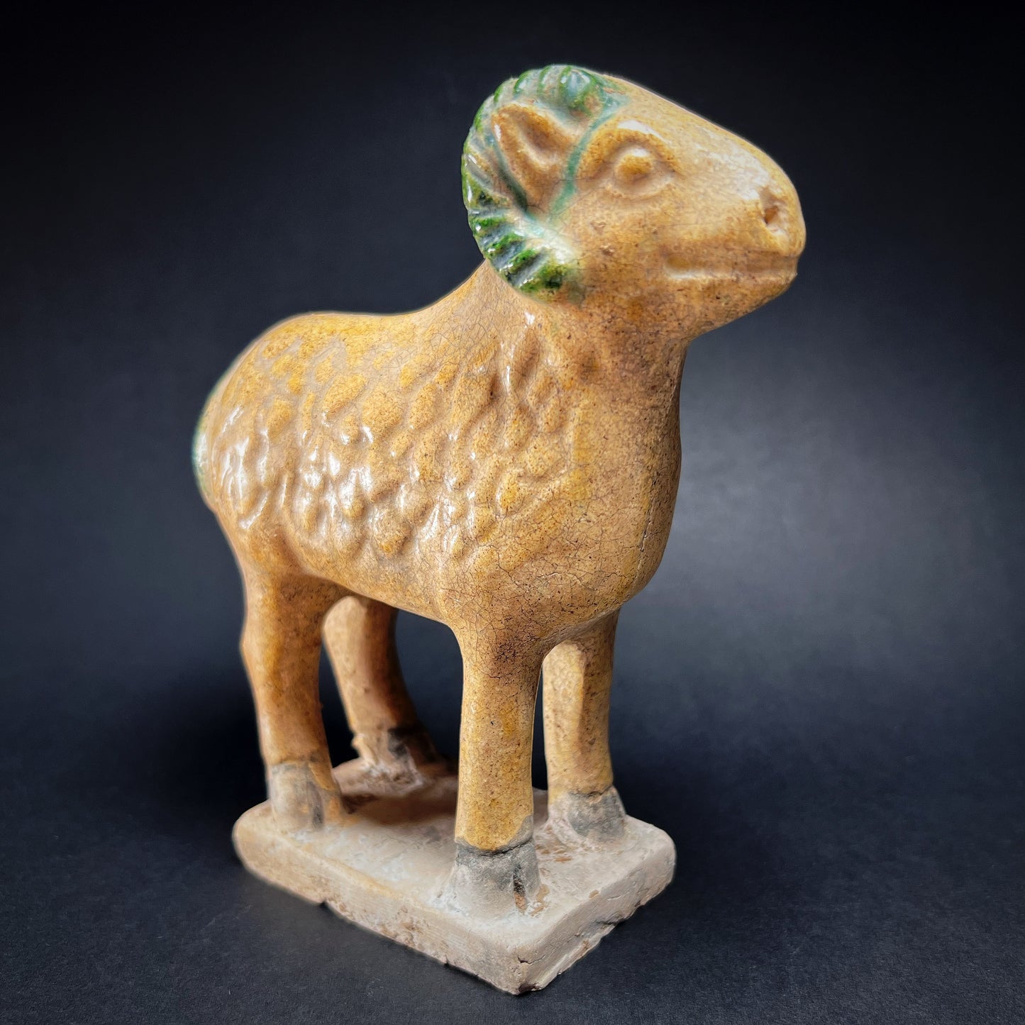 Ming Dynasty Sancai Glazed Pottery Tomb Figure of a Ram