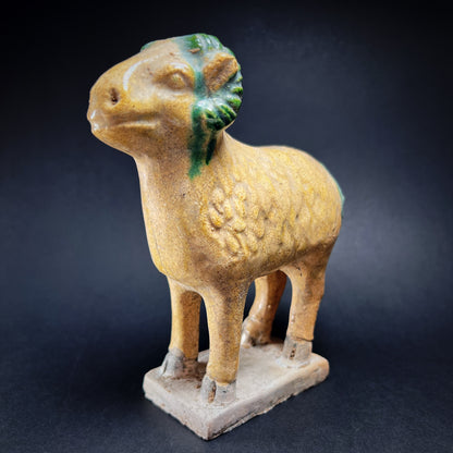 Ming Dynasty Sancai Glazed Pottery Tomb Figure of a Ram