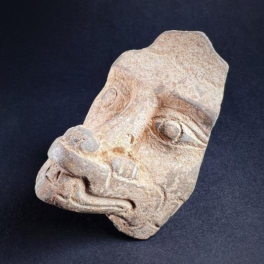 Mayan or Aztec Terracotta Jaguar Warrior Figure Fragment