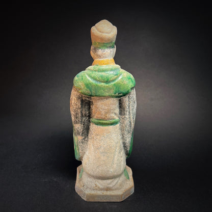 Ming Dynasty Glazed Pottery Tomb Attendant with Zodiac Animal