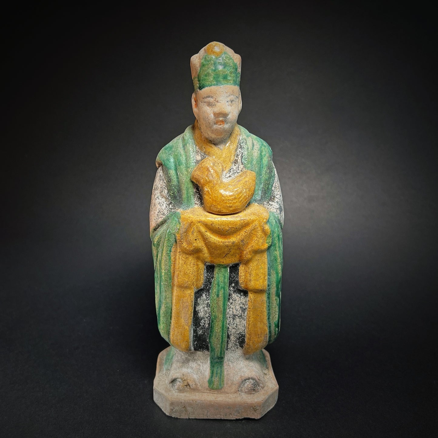 Ming Dynasty Glazed Pottery Tomb Attendant with Zodiac Animal