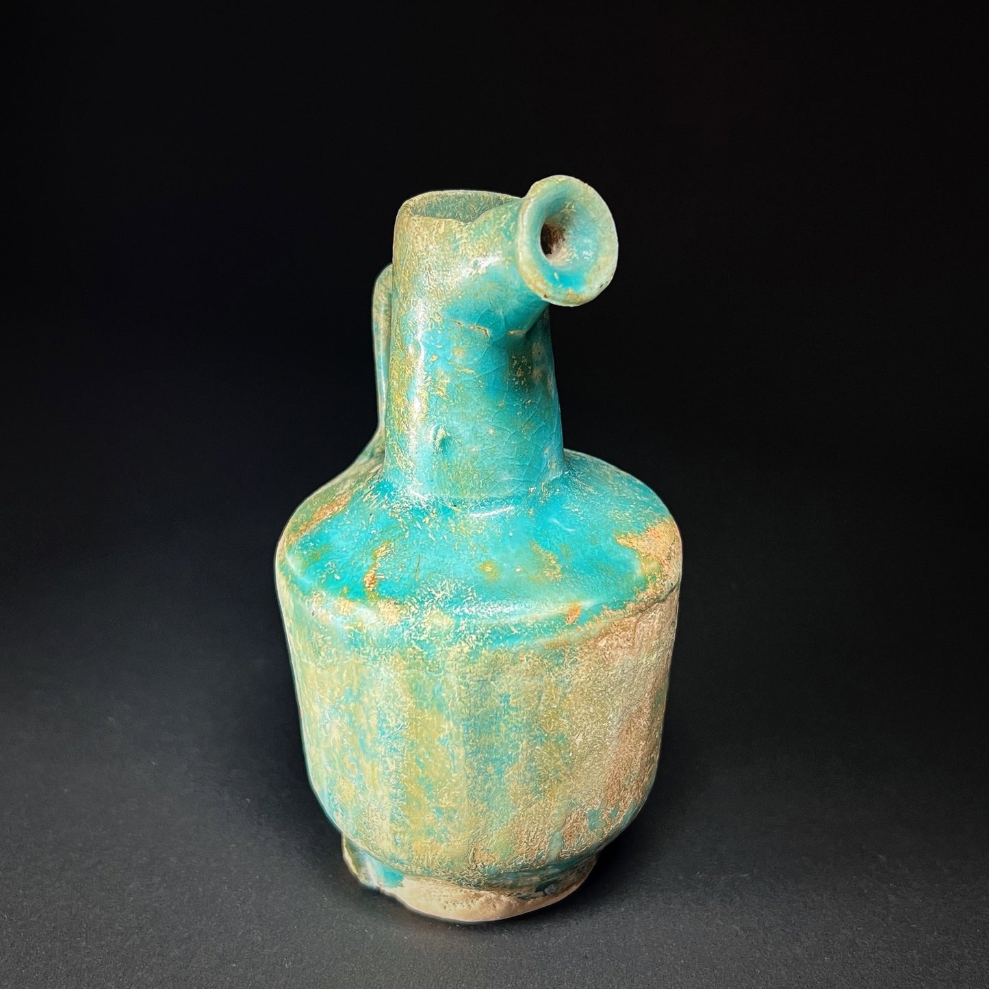 Seljuk Kashan Turquoise-Glazed Pottery Ewer