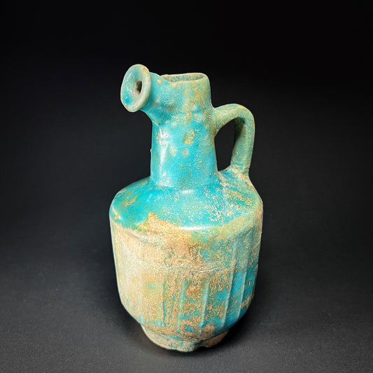 Seljuk Kashan Turquoise-Glazed Pottery Ewer