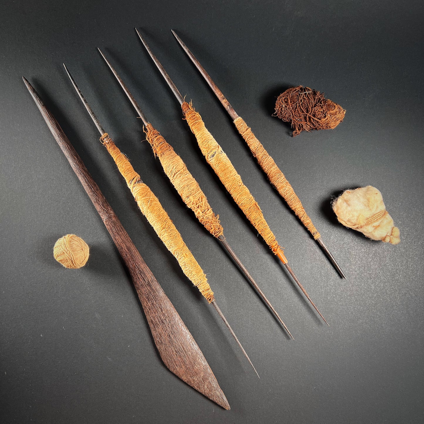 Chancay Weaving Basket with Weaving Implements
