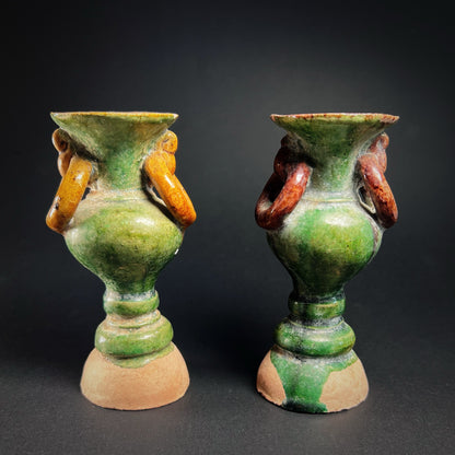 Ming Dynasty Sancai-Glazed Miniature Offering Vases