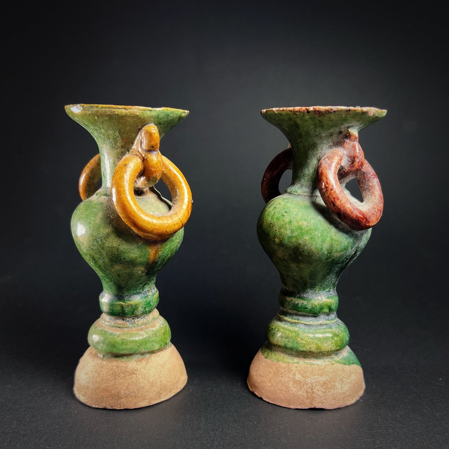 Ming Dynasty Sancai-Glazed Miniature Offering Vases