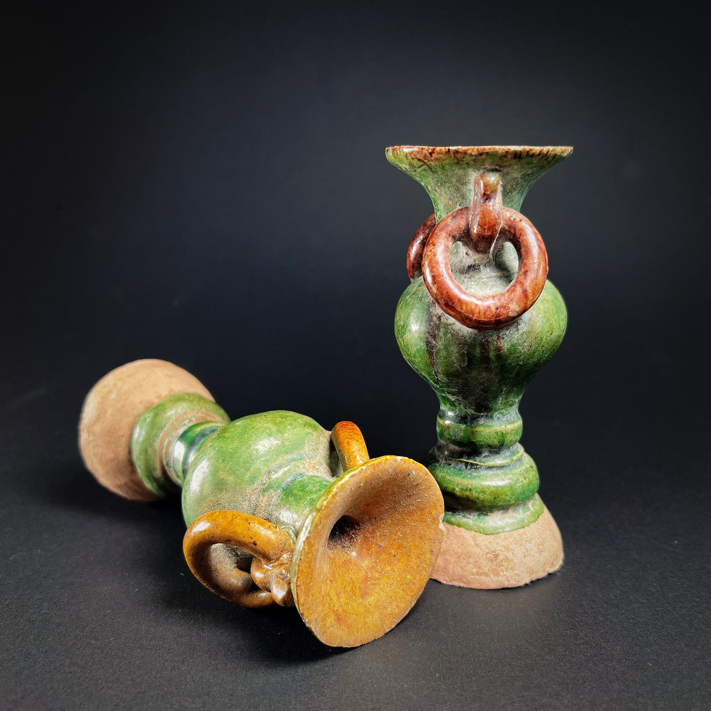 Ming Dynasty Sancai-Glazed Miniature Offering Vases