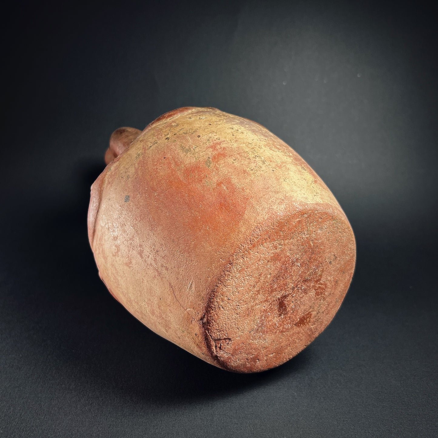 Moche Pottery Stirrup Spout Bottle with Raised Bird Decoration