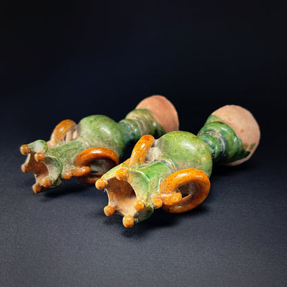 Ming Dynasty Sancai-Glazed Miniature Offering Vases