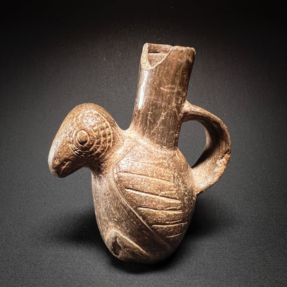 Chimú Blackware Parrot Effigy Bottle