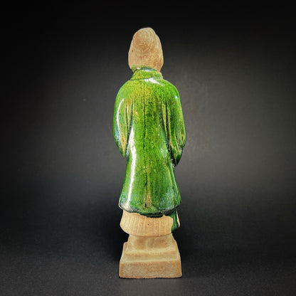 Ming Dynasty Green Glazed Pottery Female Tomb Attendant