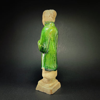 Ming Dynasty Green Glazed Pottery Female Tomb Attendant