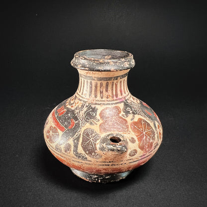 Corinthian Terracotta Aryballos with a Lion Motif
